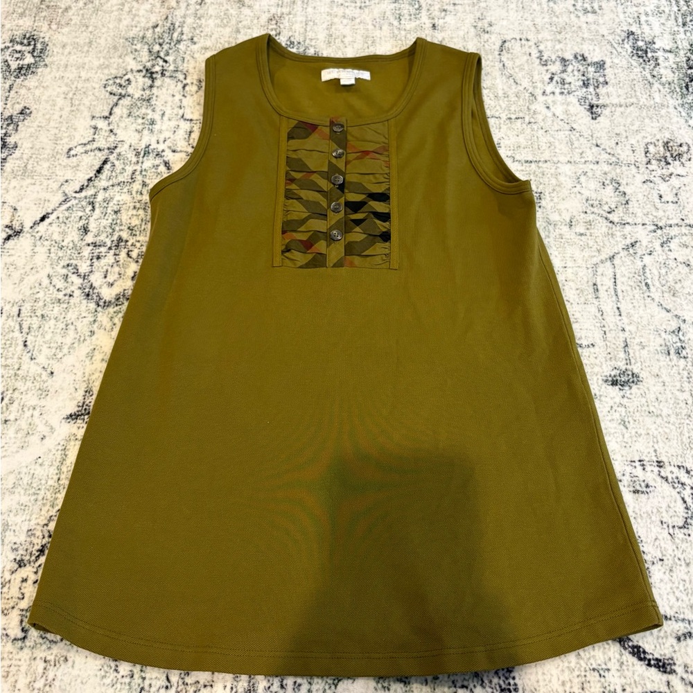 Burberry Olive Green Kids tank top with Button Detail